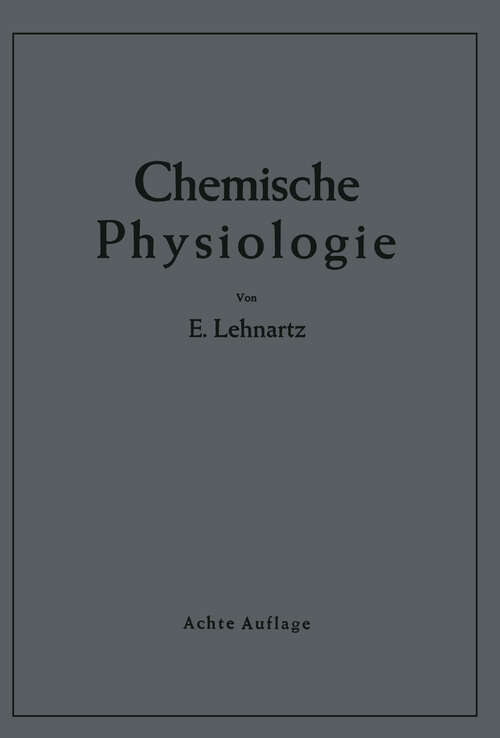 Book cover of Einführung in die chemische Physiologie (8. Aufl. 1943)