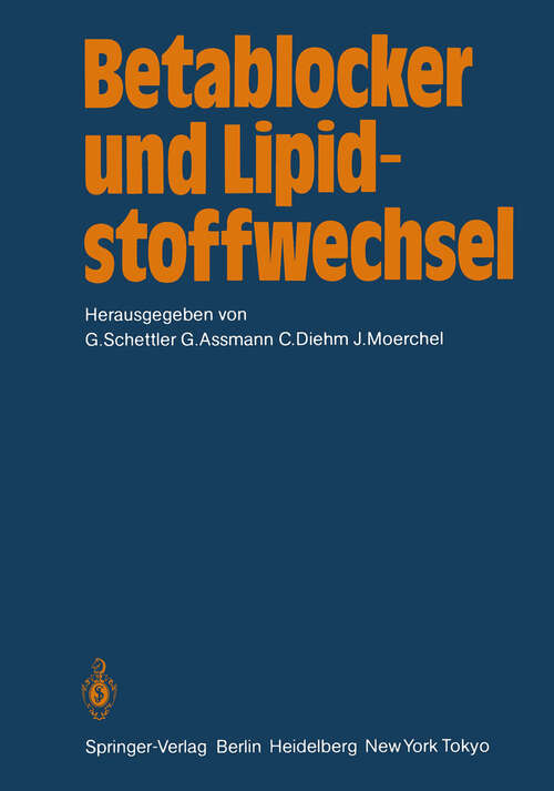 Book cover of Betablocker und Lipidstoffwechsel (1984)