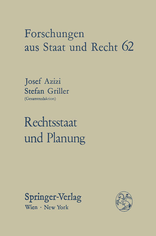 Book cover of Rechtsstaat und Planung (1982) (Forschungen aus Staat und Recht #62)