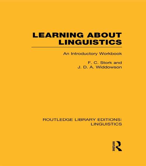 Book cover of Learning about Linguistics (Routledge Library Editions: Linguistics)