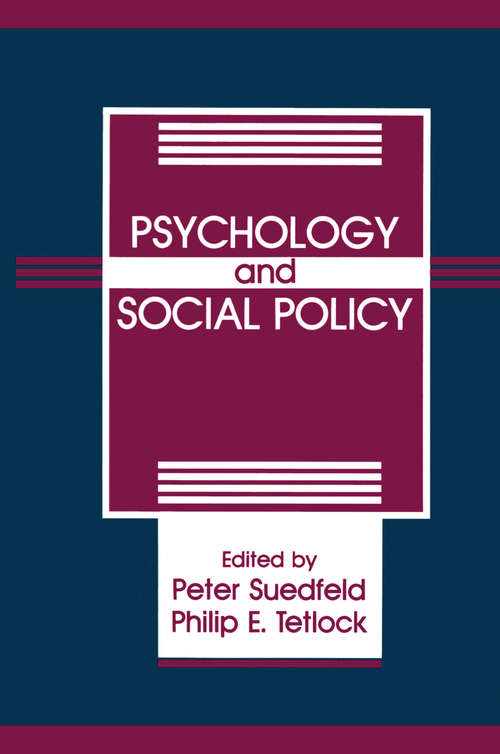 Book cover of Psychology And Social Policy