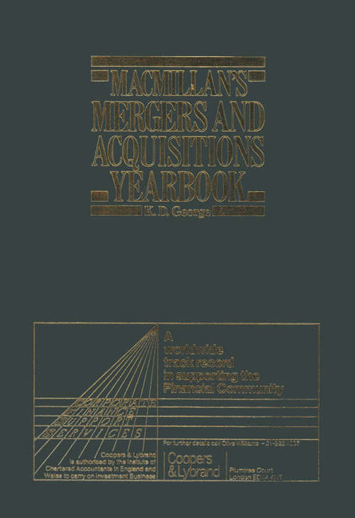 Book cover of Mergers and Acquisitions Year Book (1st ed. 1988)