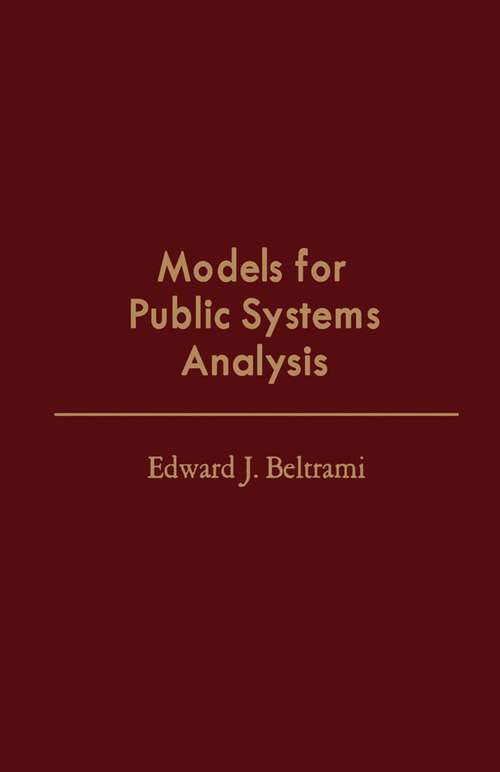 Book cover of Models for Public Systems Analysis