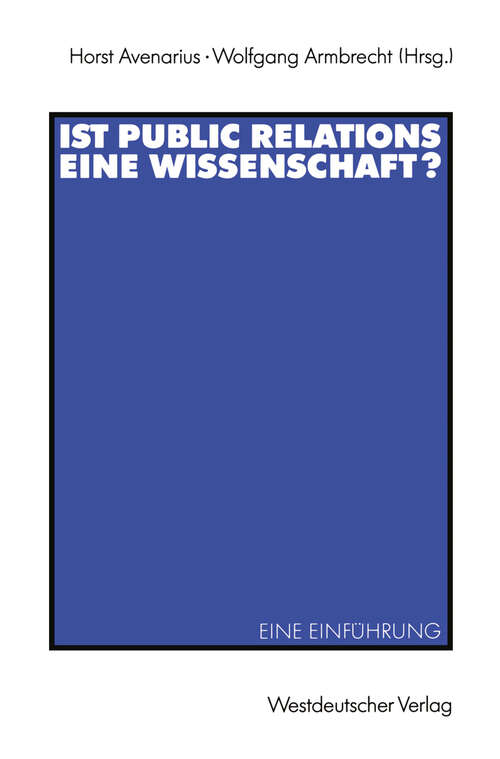 Book cover of Ist Public Relations eine Wissenschaft?: Eine Einführung (1992)