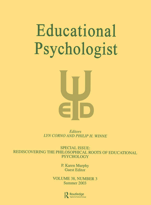 Book cover of Rediscovering the Philosophical Roots of Educational Psychology: A Special Issue of educational Psychologist