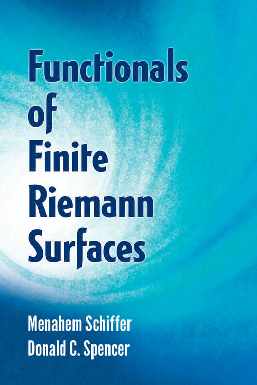 Book cover of Functionals of Finite Riemann Surfaces