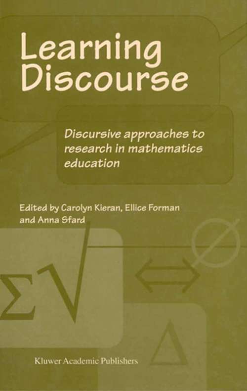 Book cover of Learning Discourse: Discursive approaches to research in mathematics education (2002)