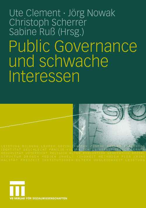 Book cover of Public Governance und schwache Interessen (2010)