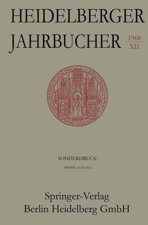 Book cover of Eichendorff in Heidelberg: Das Erlebnis von Landschaft, Menschen und Einer Grossen Liebe (2. Aufl. 1971) (Heidelberger Jahrbücher)