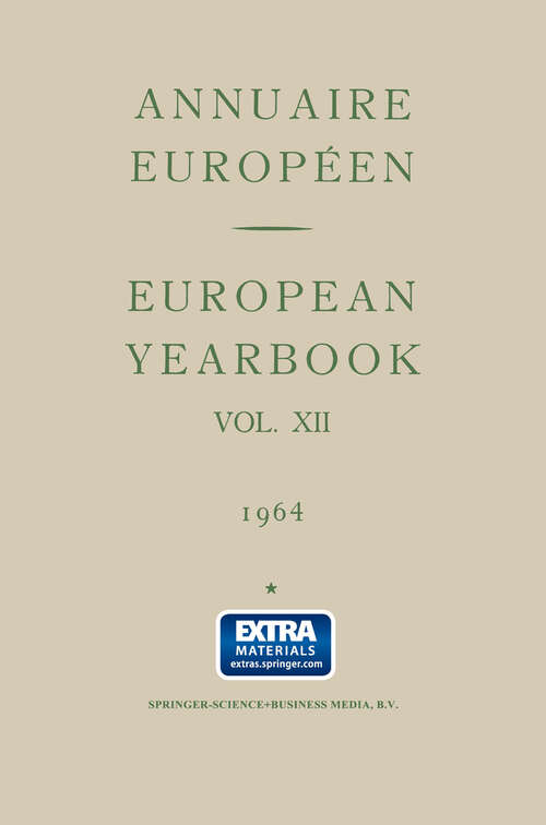 Book cover of Annuaire Européen Vol. Xii European Yearbook (1966)