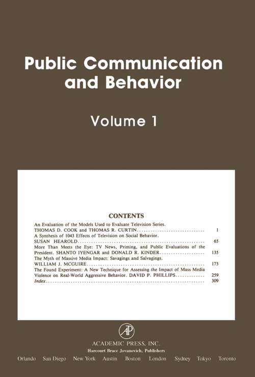 Book cover of Public Communication and Behavior: Volume 1