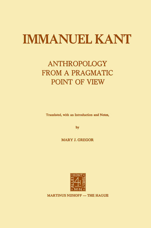 Book cover of Anthropology from a Pragmatic Point of View (1974)