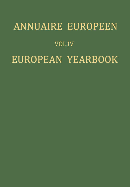 Book cover of Annuaire Europeen: European Yearbook (1958)