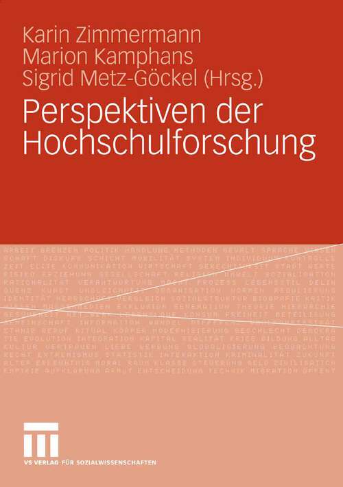 Book cover of Perspektiven der Hochschulforschung (2008)