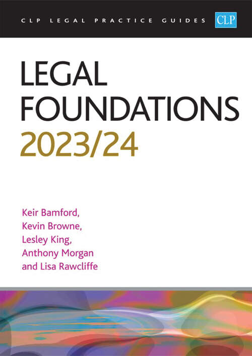 Book cover of Legal Foundations 2023/2024: Legal Practice Course Guides (LPC)