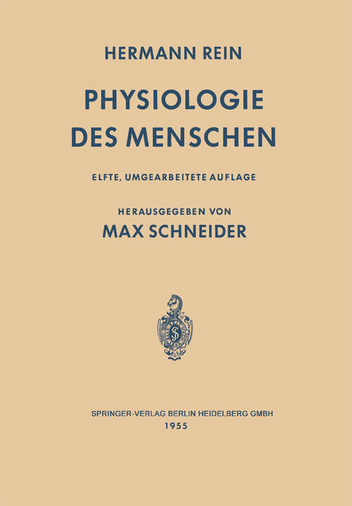 Book cover of Einführung in die Physiologie des Menschen (11. Aufl. 1955)