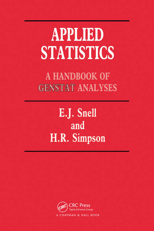 Book cover of Applied Statistics: Handbook of GENSTAT Analysis