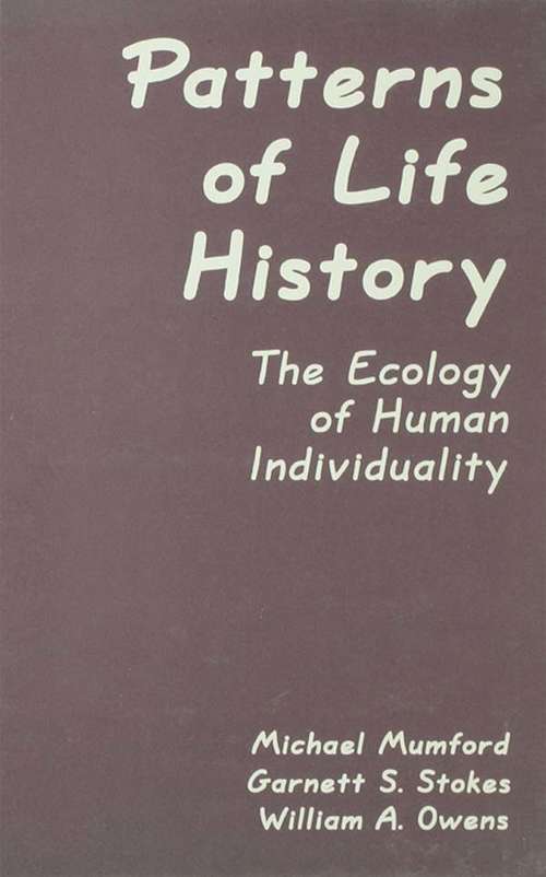 Book cover of Patterns of Life History: The Ecology of Human Individuality (Applied Psychology Series)