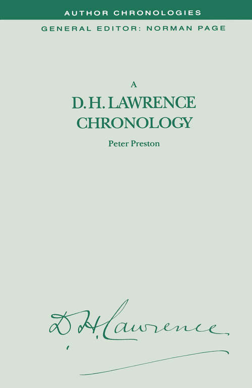 Book cover of A D.H. Lawrence Chronology (1st ed. 1994) (Author Chronologies Series)