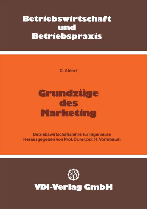 Book cover of Grundzüge des Marketing (3. Aufl. 1984) (VDI-Buch)