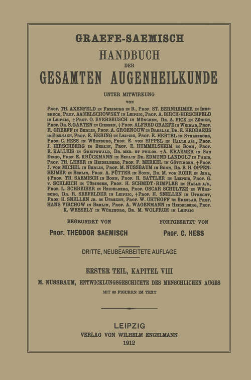 Book cover of Entwicklungsgeschichte des menschlichen Auges (3. Aufl. 1912) (Handbuch der Gesamten Augenheilkunde)