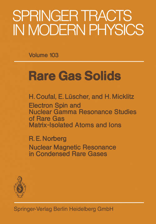 Book cover of Rare Gas Solids (1984) (Springer Tracts in Modern Physics #103)