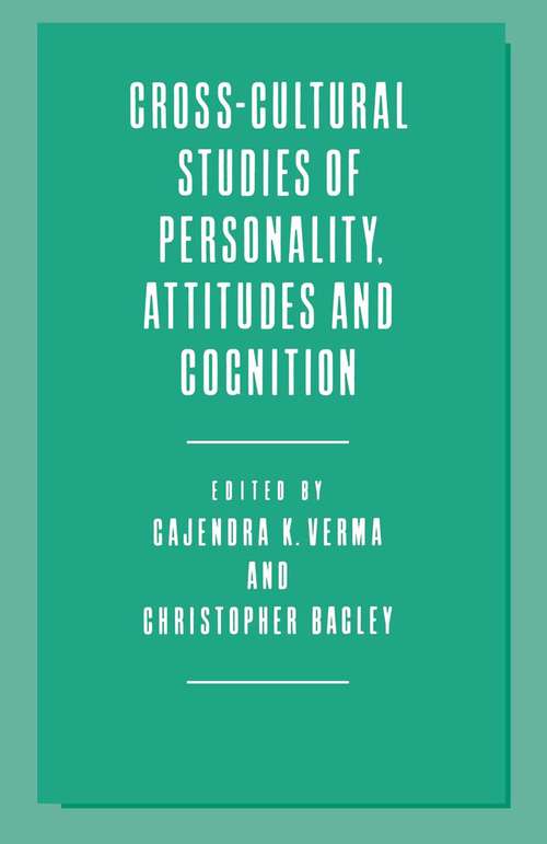Book cover of Cross-Cultural Studies of Personality, Attitudes and Cognition (1st ed. 1988)