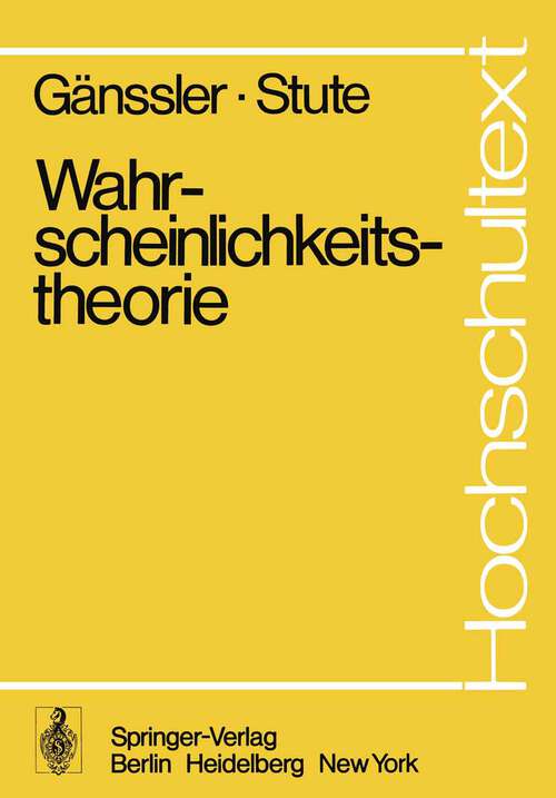 Book cover of Wahrscheinlichkeitstheorie (1977) (Hochschultext)