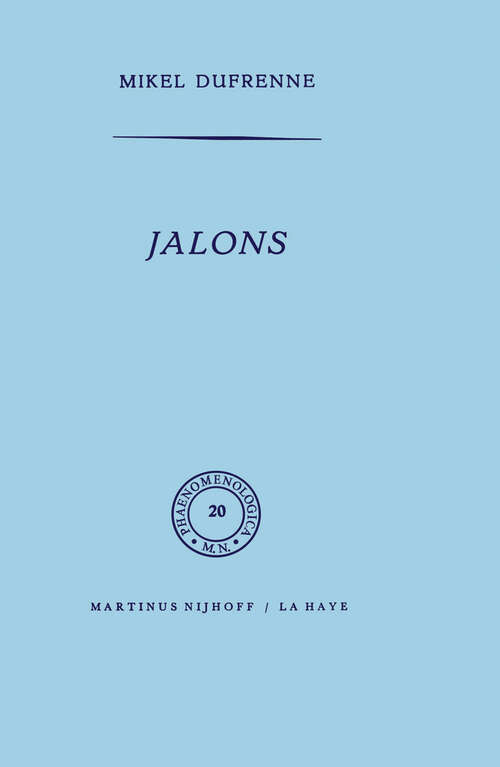 Book cover of Jalons (1966) (Phaenomenologica #20)