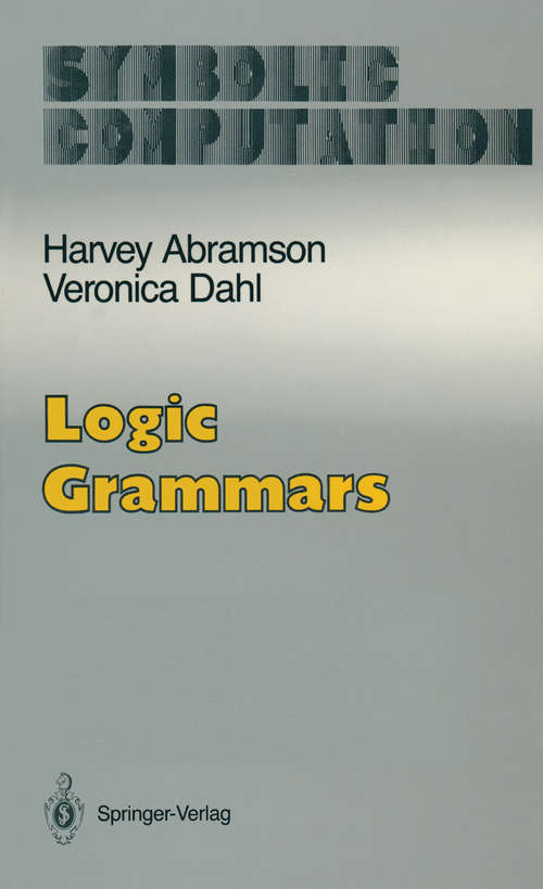 Book cover of Logic Grammars (1989) (Symbolic Computation)