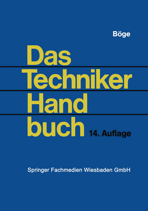 Book cover of Das Techniker Handbuch (14., überarb. u. erw. Aufl. 1995)