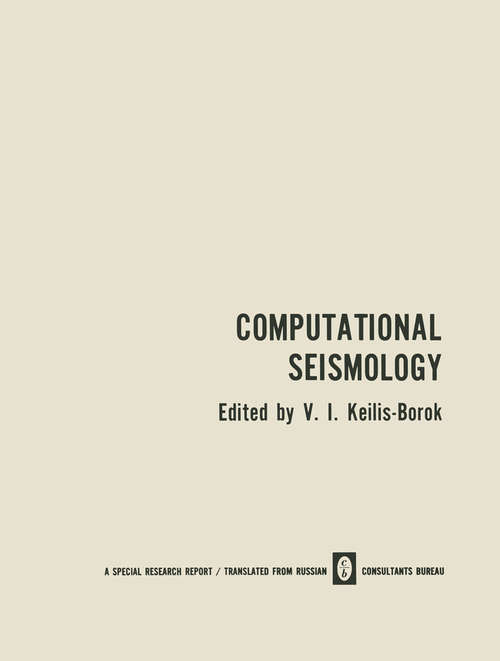 Book cover of Computational Seismology (1972)