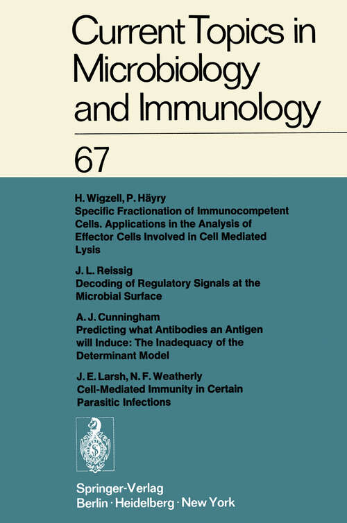 Book cover of Current Topics in Microbiology and Immunology / Ergebnisse der Microbiologie und Immunitätsforschung (1974) (Current Topics in Microbiology and Immunology #67)