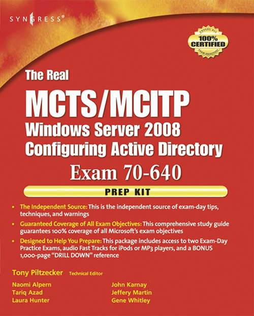 Book cover of The Real MCTS/MCITP Exam 70-640 Prep Kit: Independent and Complete Self-Paced Solutions