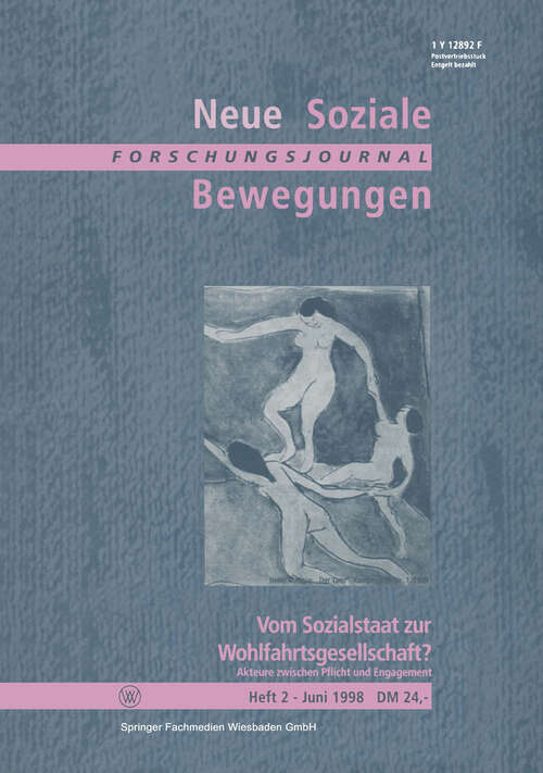 Book cover of Vom Sozialstaat zur Wohlfahrtsgesellschaft?: Akteure zwischen Pflicht und Engagement (1998)