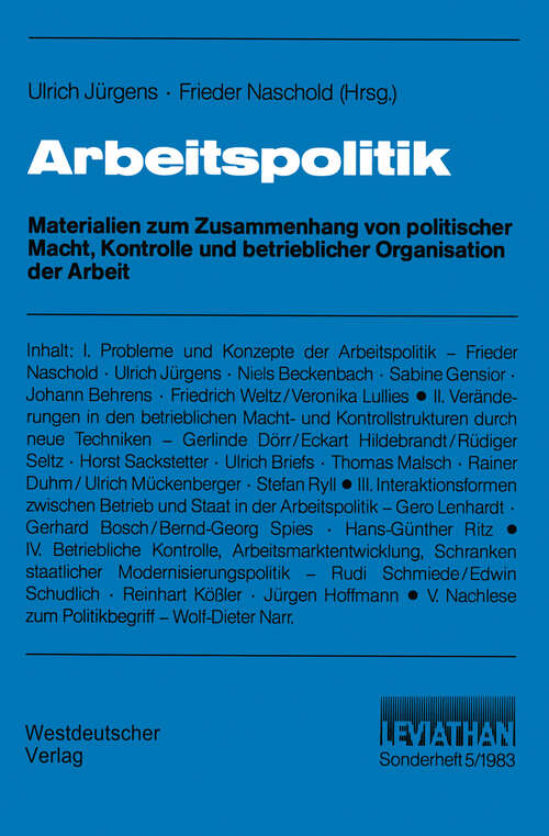 Book cover of Arbeitspolitik (1984)