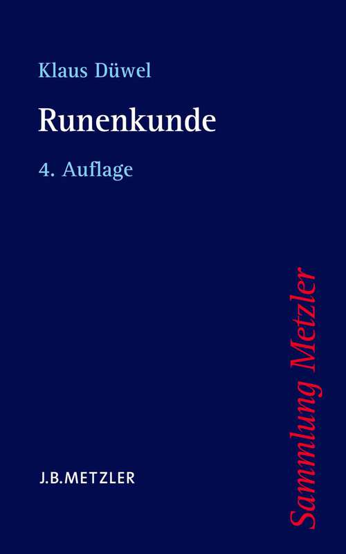 Book cover of Runenkunde (4. Aufl. 2008) (Sammlung Metzler)