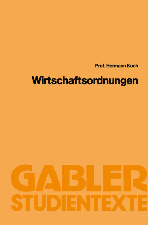 Book cover of Wirtschaftsordnungen (1986) (Gabler-Studientexte)