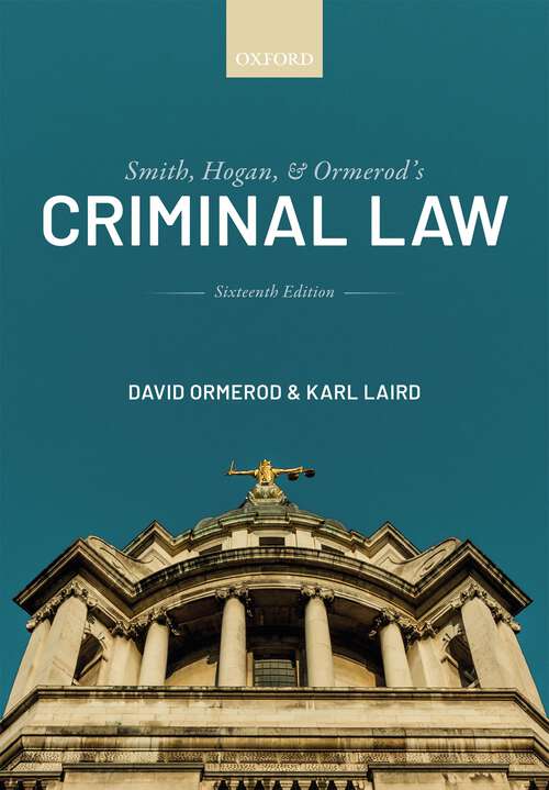 Book cover of Smith, Hogan, and Ormerod's Criminal Law
