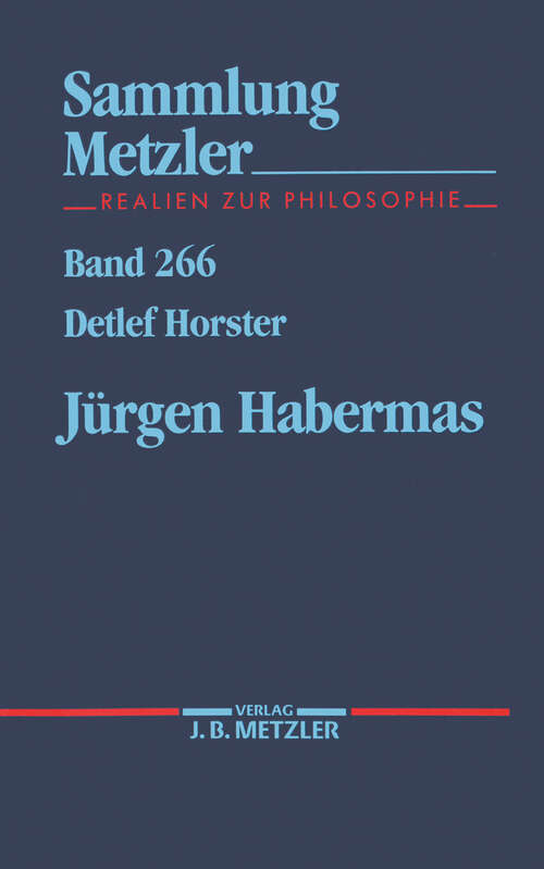 Book cover of Jürgen Habermas (1. Aufl. 1991) (Sammlung Metzler)