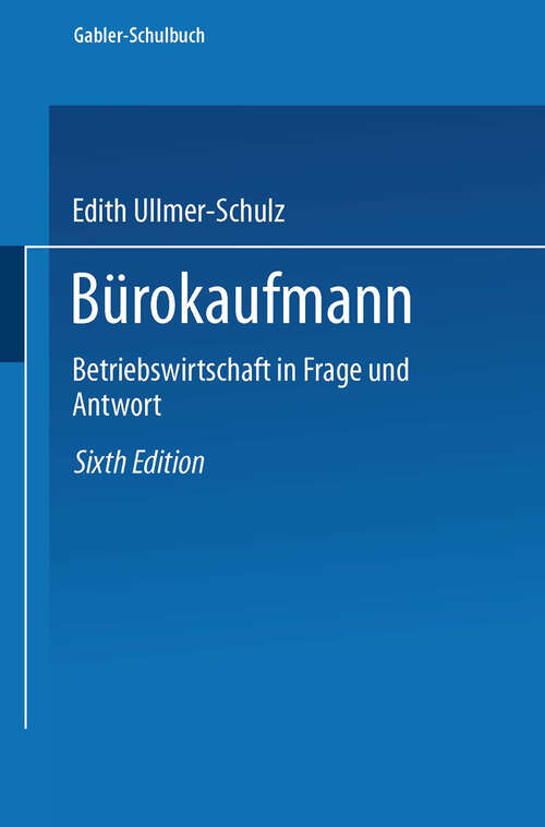 Book cover of Bürokaufmann: Betriebswirtschaft in Frage und Antwort (6. Aufl. 1986)