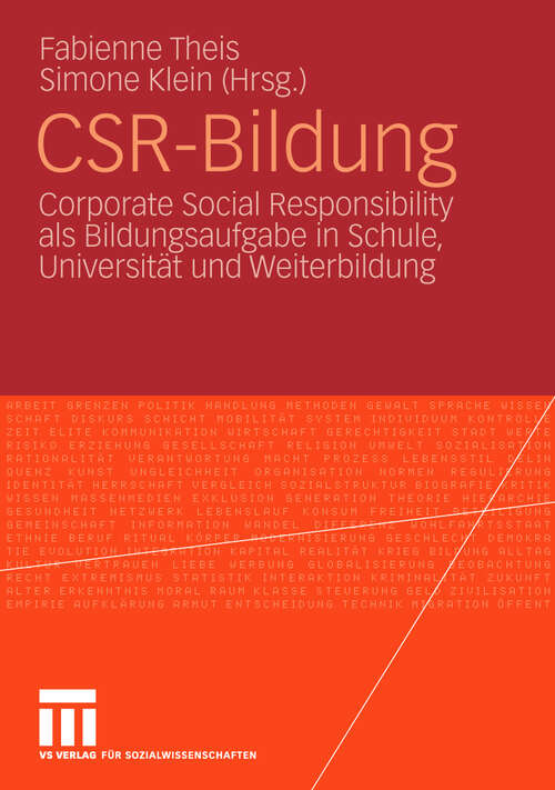 Book cover of CSR-Bildung: Corporate Social Responsibility als Bildungsaufgabe in Schule, Universität und Weiterbildung (2010)