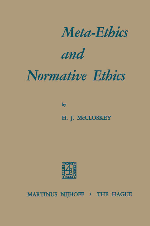 Book cover of Meta-Ethics and Normative Ethics (1969)