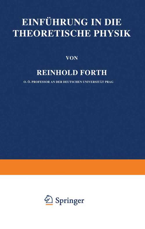 Book cover of Einführung in die Theoretische Physik (1936)