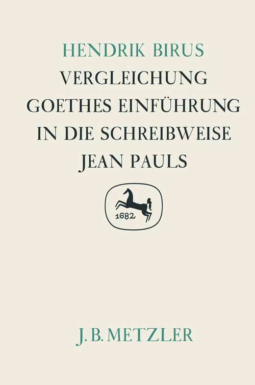 Book cover of Vergleichung. Goethes Einführung in die Schreibweise Jarn Pauls: Germanistische Abhandlungen, Band 59 (1. Aufl. 1986)