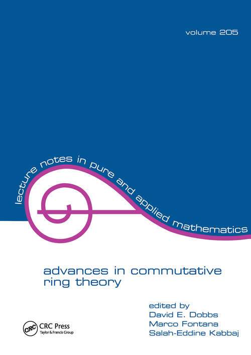 Book cover of Advances in Commutative Ring Theory