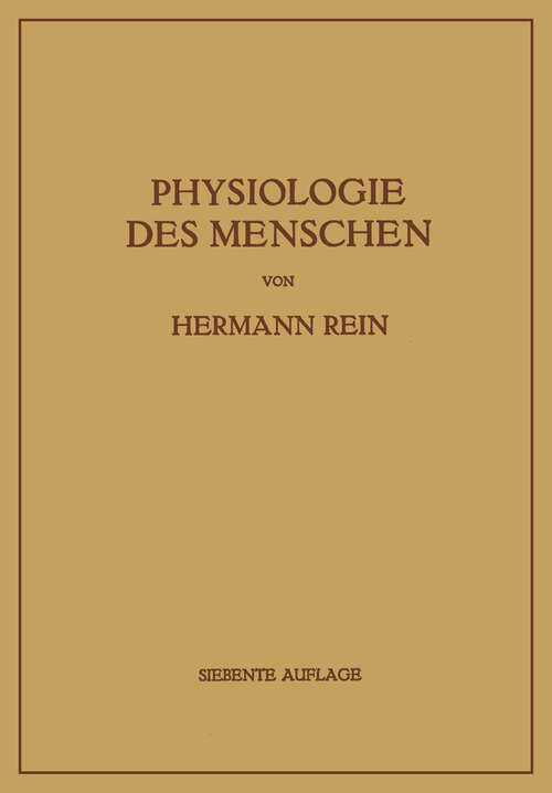Book cover of Einführung in die Physiologie des Menschen (7. Aufl. 1943)