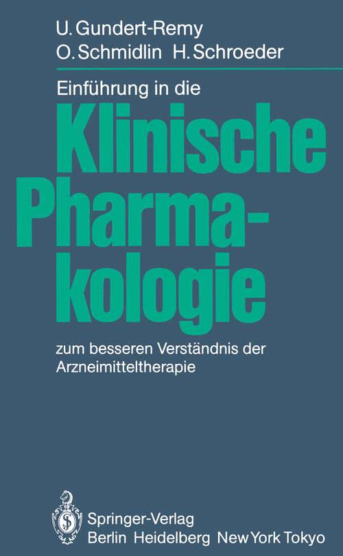 Book cover of Einführung in die Klinische Pharmakologie: zum besseren Verständnis der Arzneimitteltherapie (1983)