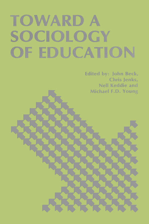 Book cover of Toward a Sociology of Education
