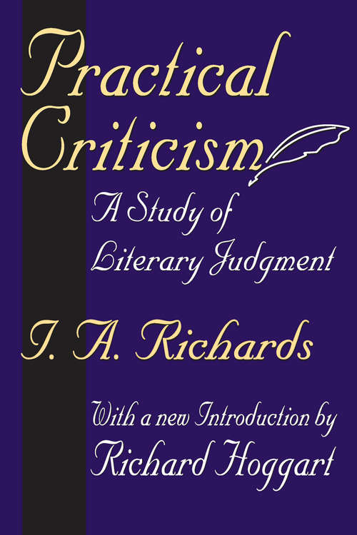 Book cover of Practical Criticism: A Study of Literary Judgment